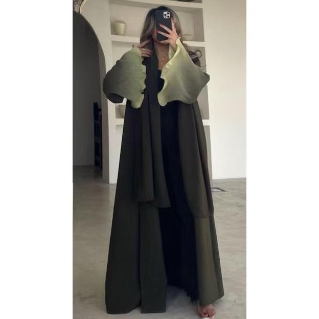 LUMAYASASERIES LUMAYA6721 Olive Ombre  Green Abaya with Gradient Cuffs