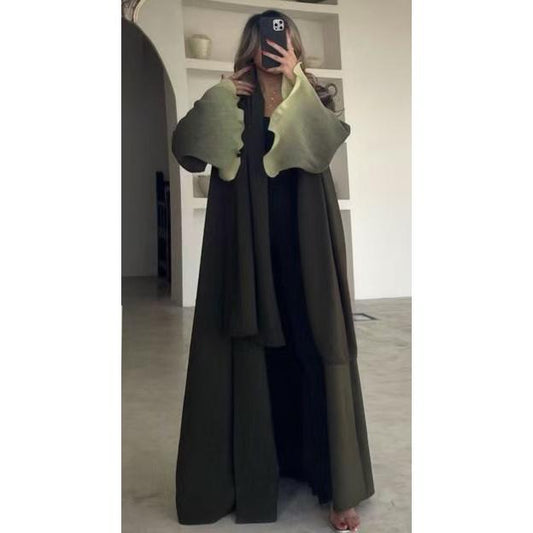 LUMAYASASERIES LUMAYA6721 Olive Ombre  Green Abaya with Gradient Cuffs