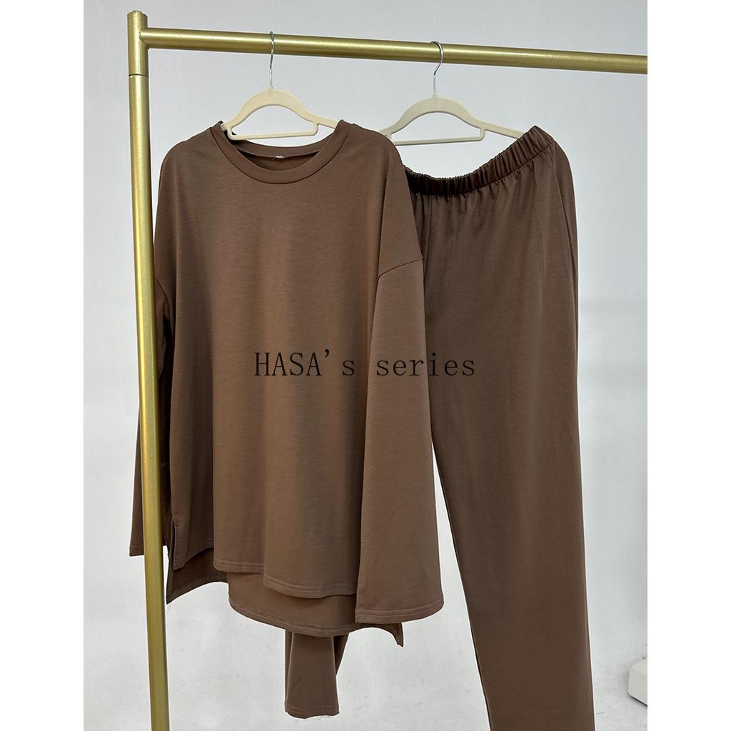 LUMAYA5488 Fashionable and Comfortable Loose Two-piece Suit - Simple Solid Color Design two  piece co  ords