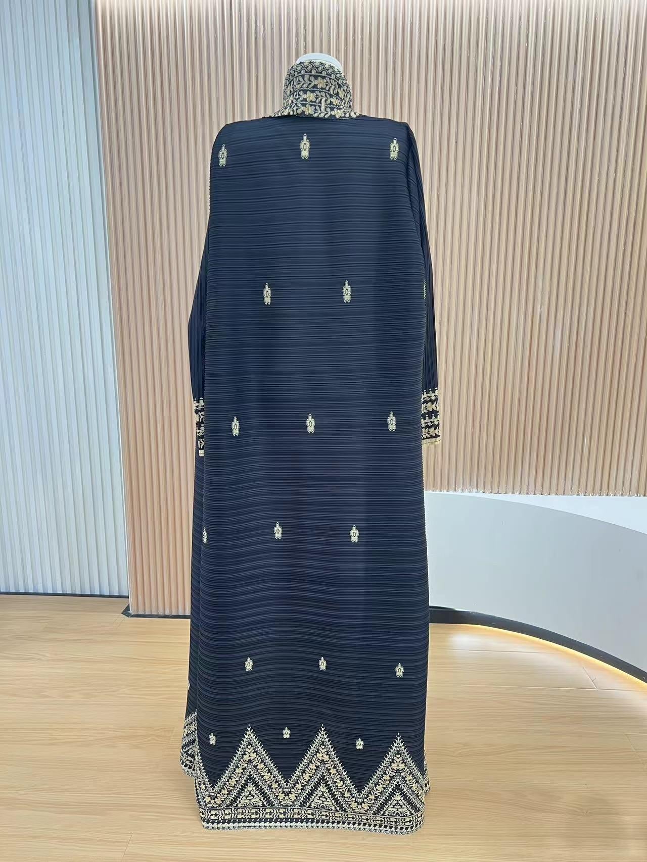 LUMAYA6709 Golden Dynasty , Black Abaya with Intricate Gold Embroidery