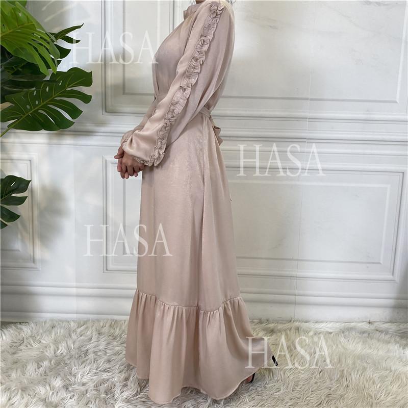 LM6591 Solid Color Turtleneck Long Sleeve Dress with Pleated Waistband
