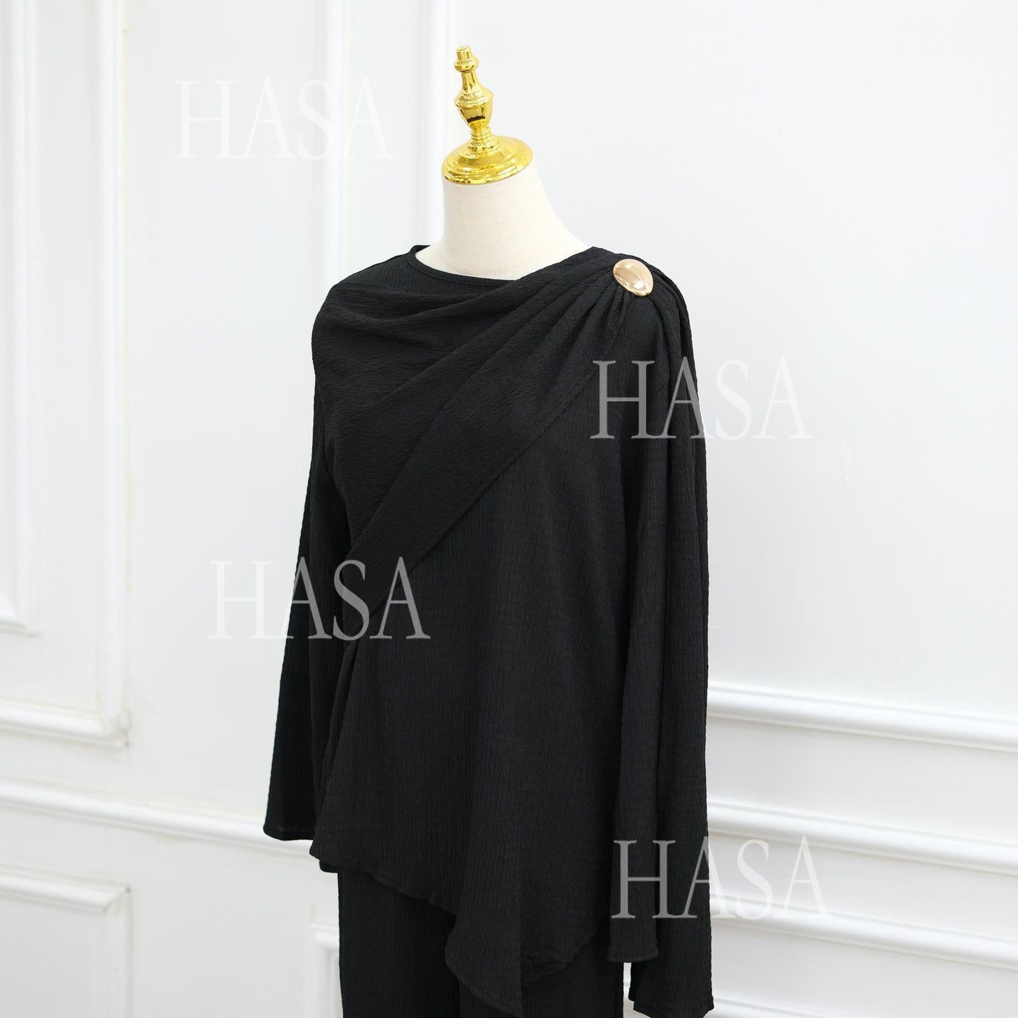 LM6568 Solid Color Design Top + Pants Two-piece Set for Daily Personality Wear