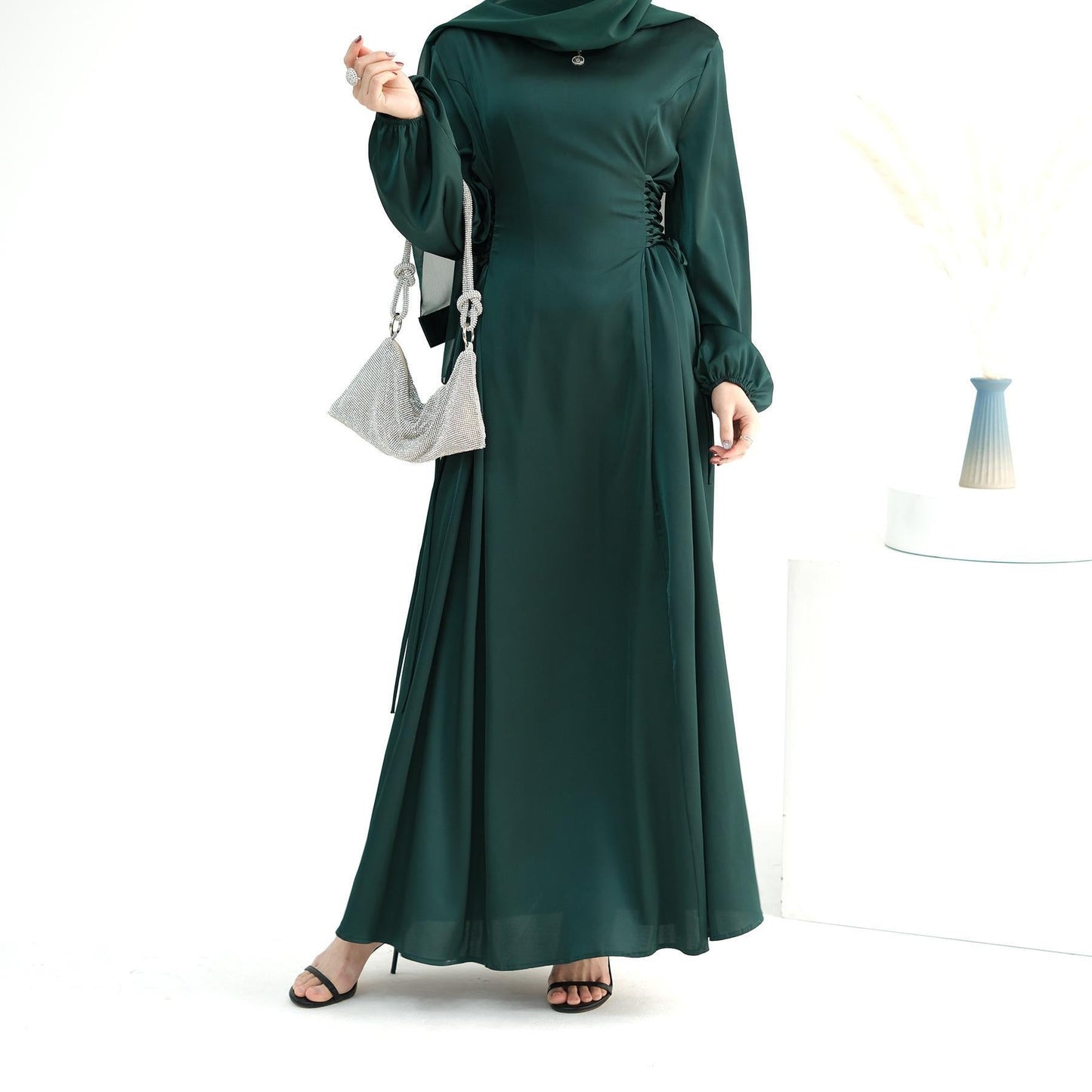 LUMAYA LUMAYA0991 Solid Color High-necked Slim Elegant Dress