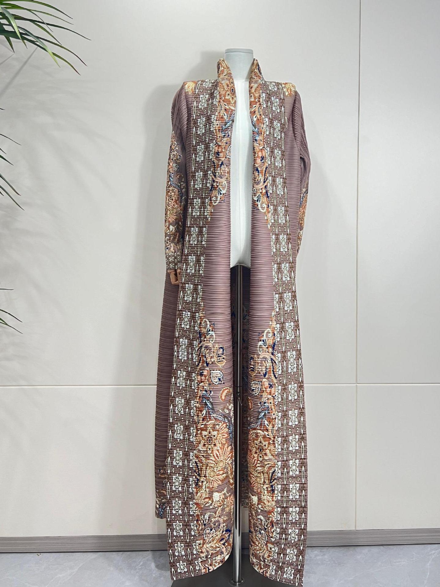 LUMAYA6715 Timeless Taupe  Elevated Abaya with Luxurious Patterned Details