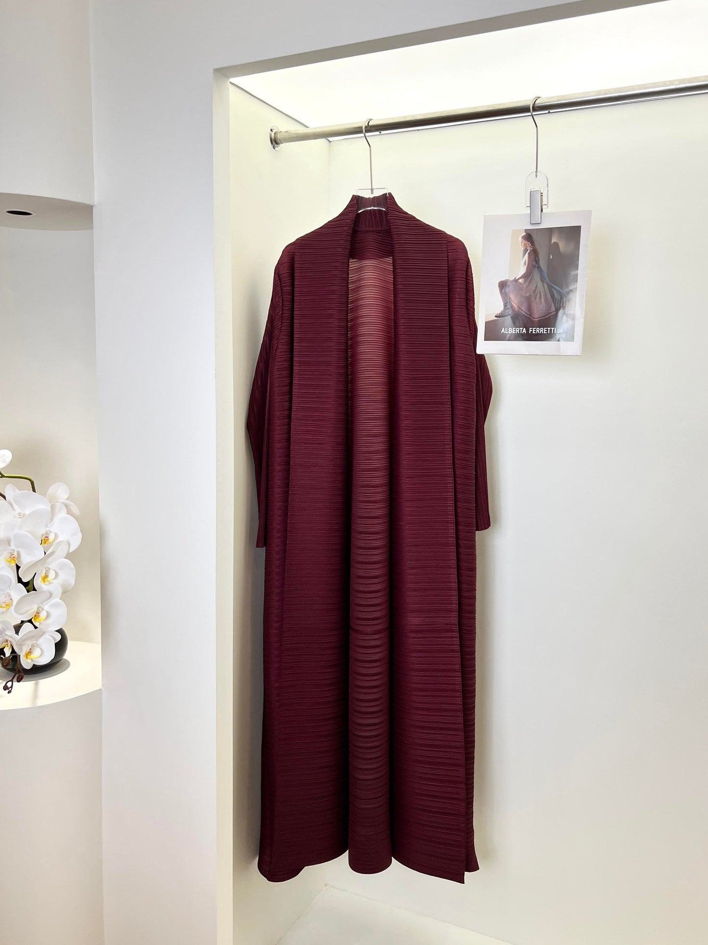 LUMAYA6729 Chocolate Crinkle | Brown Textured Open Abaya