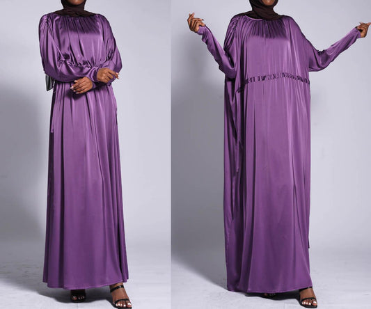 LUMAYA LUMAYA0435 Temperament Solid Color Raglan Dress