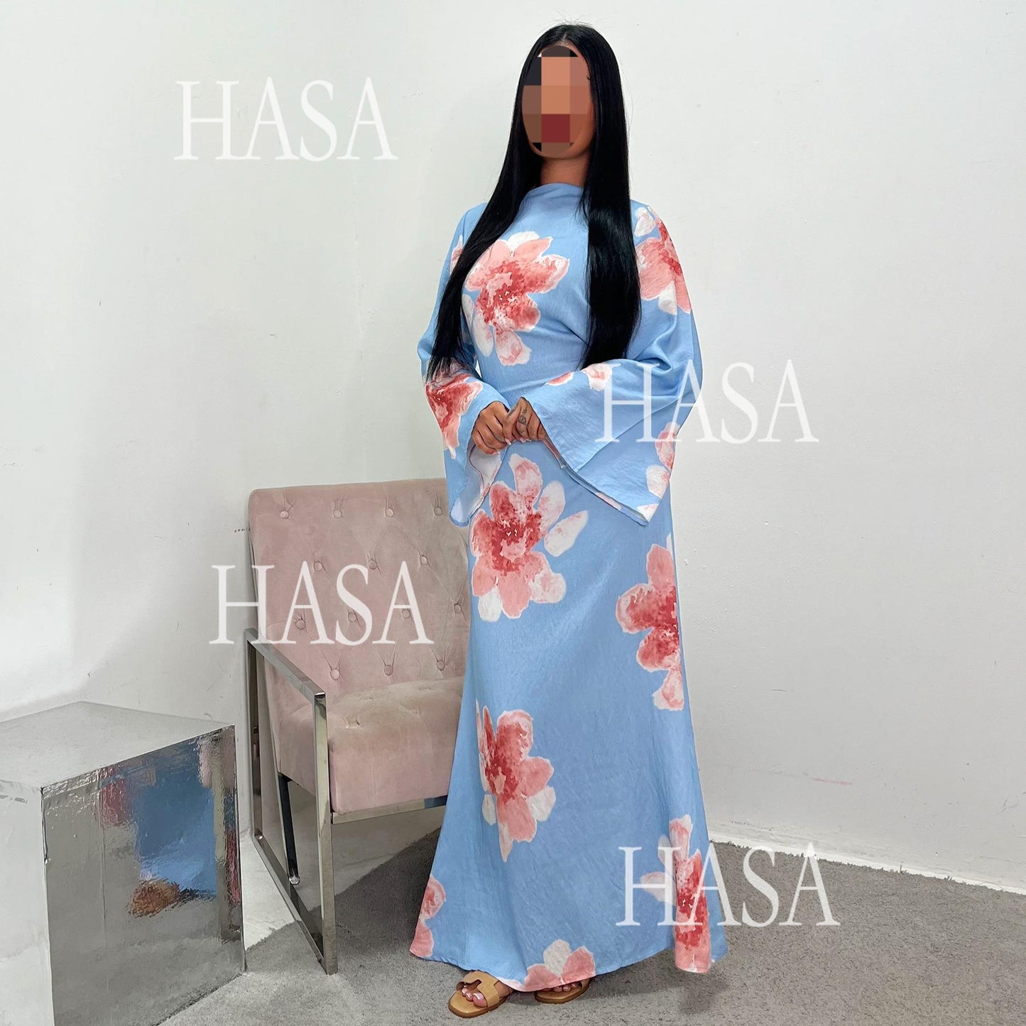LUMAYA6503 Long-sleeved Waist-length Printed Dress (one Piece)