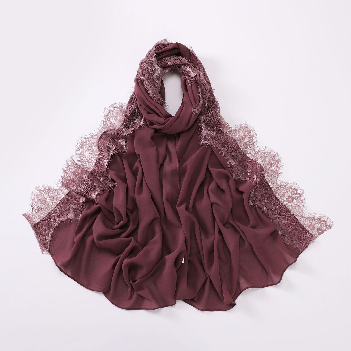LUMAYA LM1119 Chiffon Lace Edge Headband Hijab
