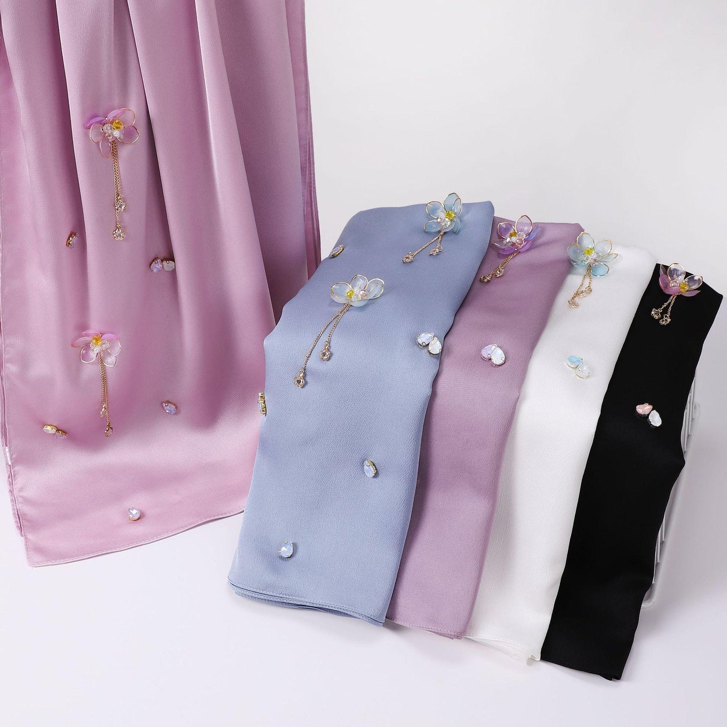 LUMAYA LM1115 Chiffon LMndsewn Flower Headband Hijab