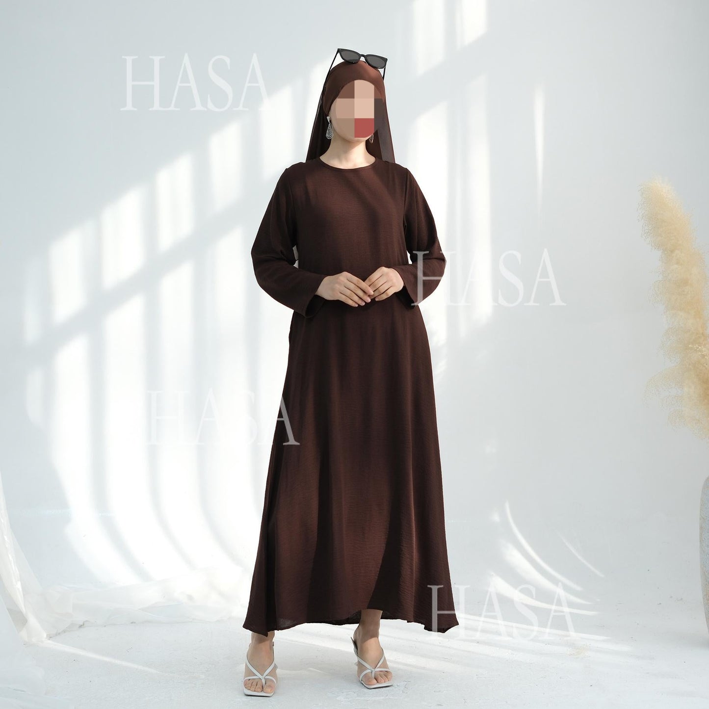 LUMAYA6513 Double-layered sleeve chiffon cardigan two-piece robe abaya (headscarf not included)