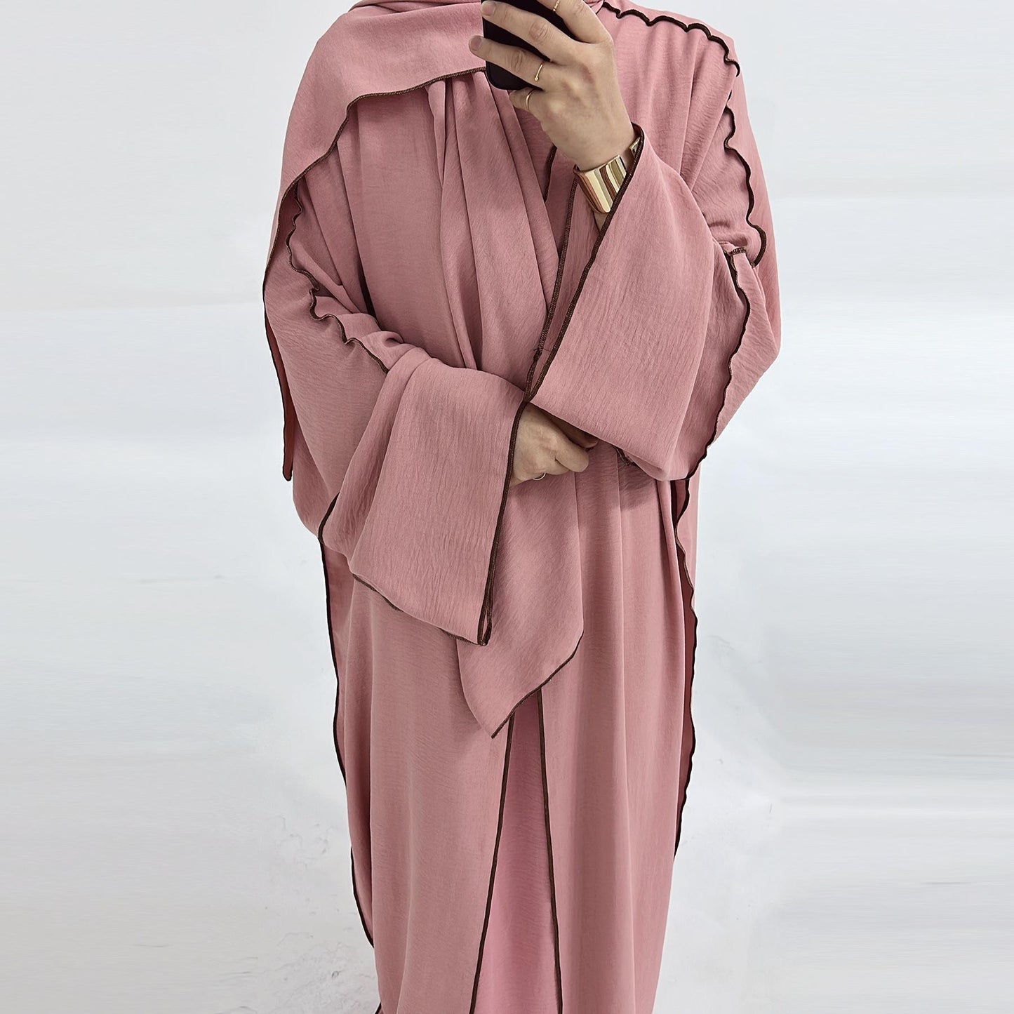 LUMAYA LM1182 3pcs Set Crepe Inner Dress and Cardigan and Hijab