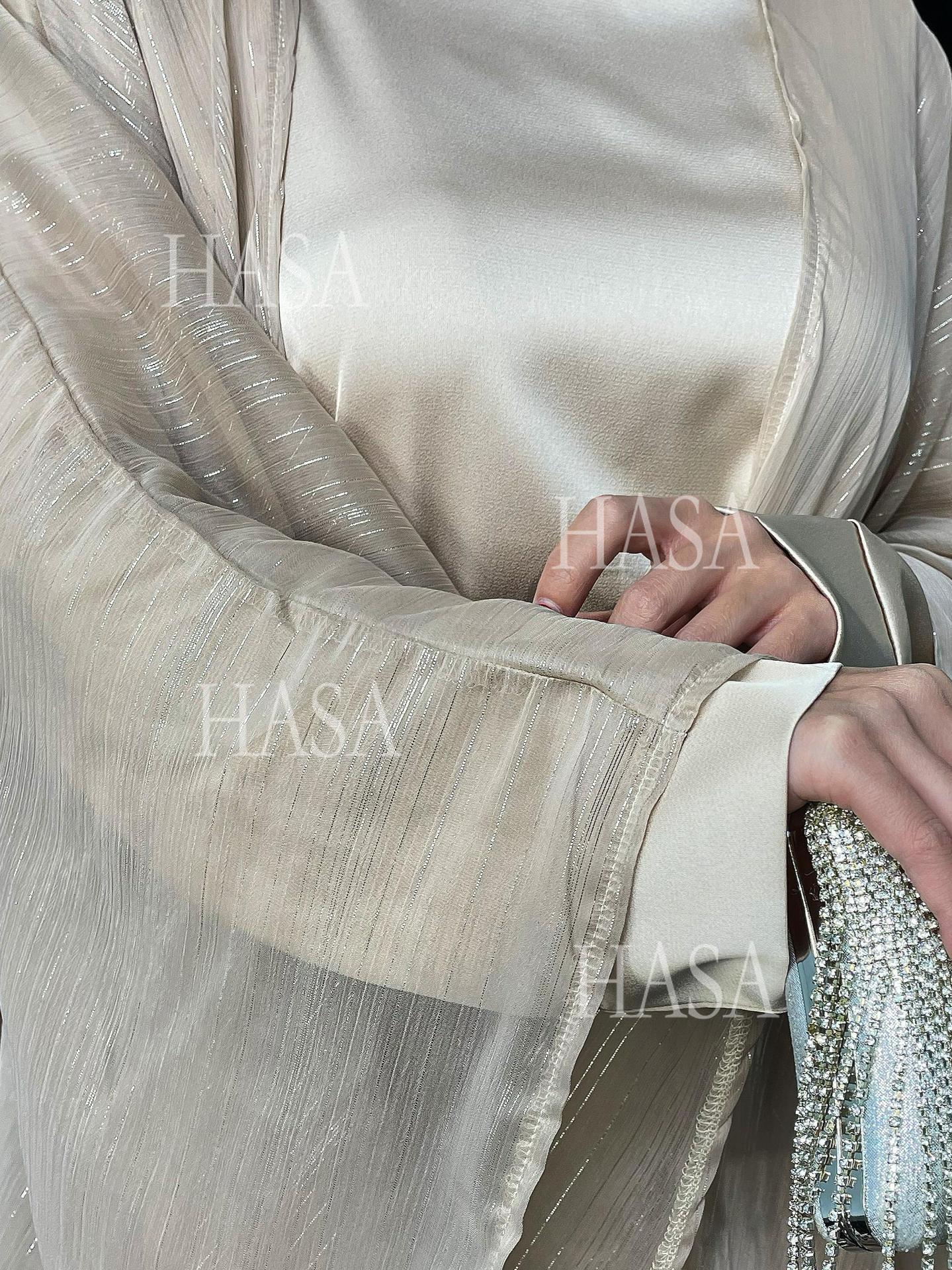 LM6571 Gold embellished long Abaya skirt set