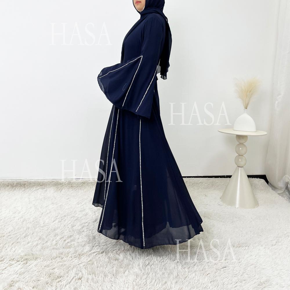 LUMAYA6497 Solid Color Light Luxury Chiffon Long Skirt Suit