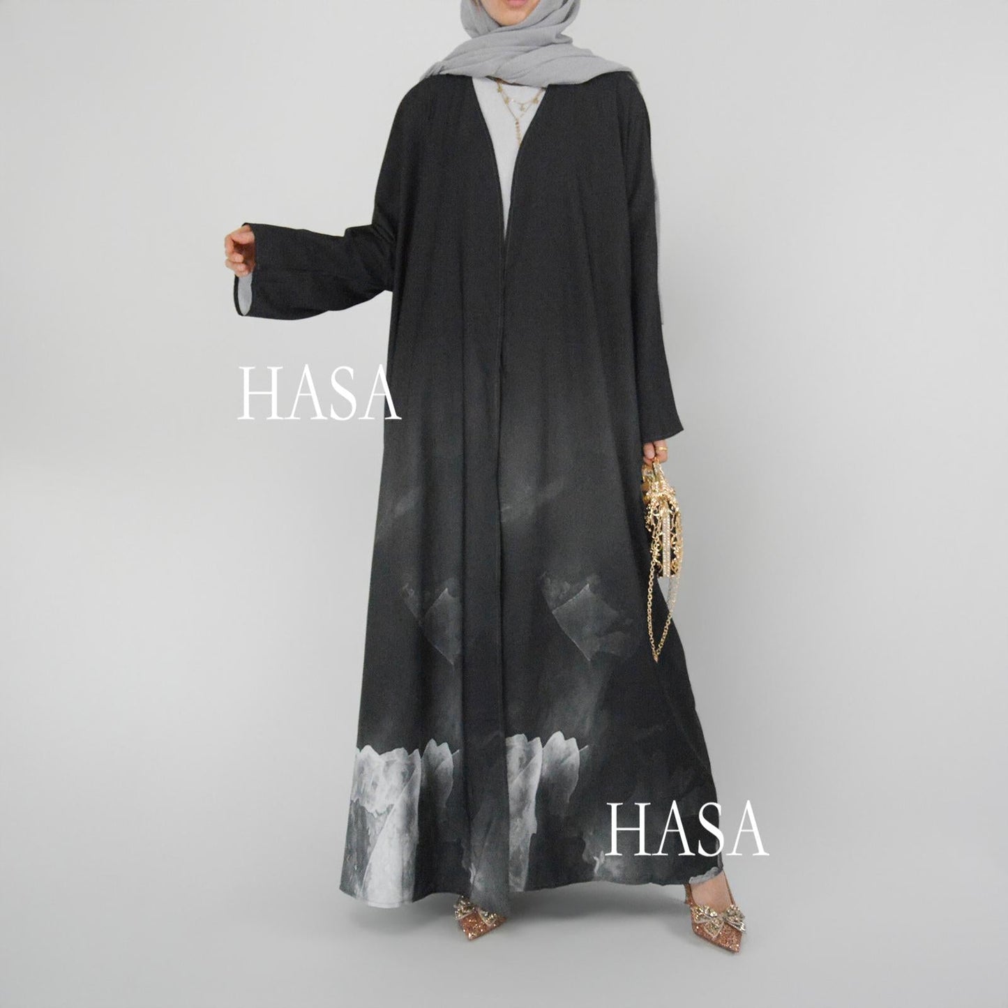LUMAYA6324 Artistic Ombré BrusLUMAYAtroke Summer Kimono Abaya