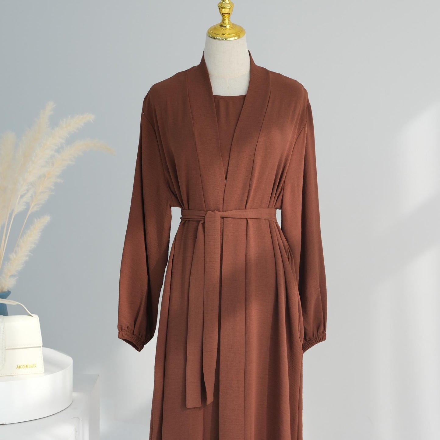 LUMAYA LUMAYA0995 3pcs Cardigan+without  Sleeves Inner Dress+Hijab