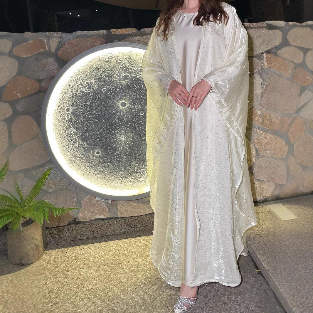 LUMAYA6540 Elegant Rhinestone Abaya Two-Piece Set with Outer Cape