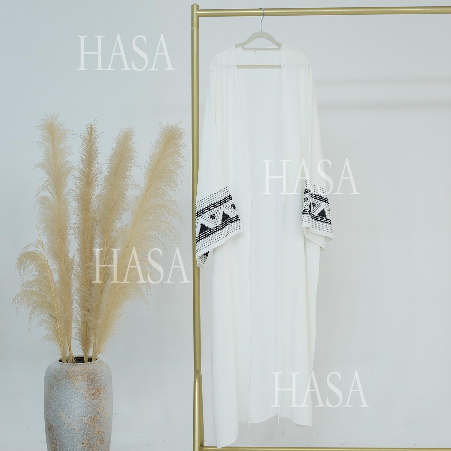 LUMAYASA's Series LUMAYA6506 Long Wide Sleeve Embroidered Robe Cardigan (No Headscarf)