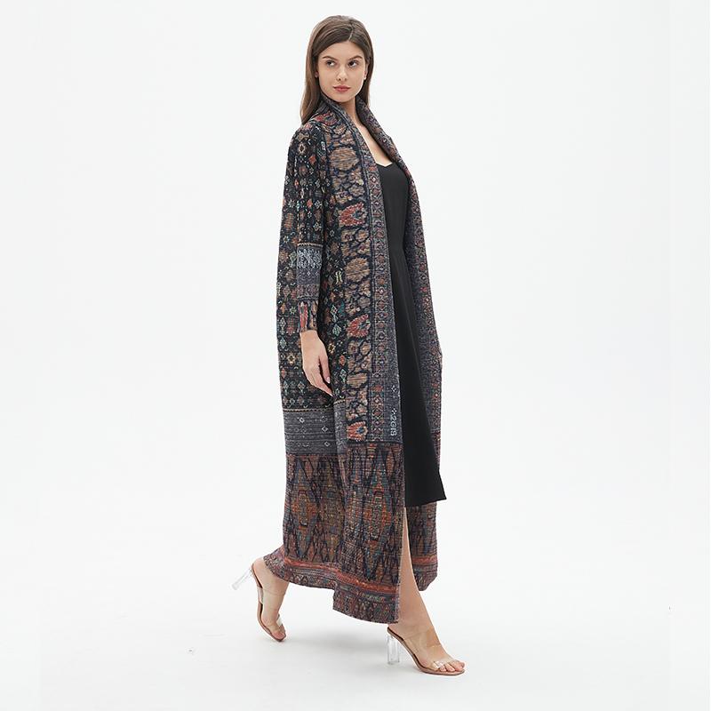 LUMAYA6727 Multicolor Printed Abaya with Traditional Motifs