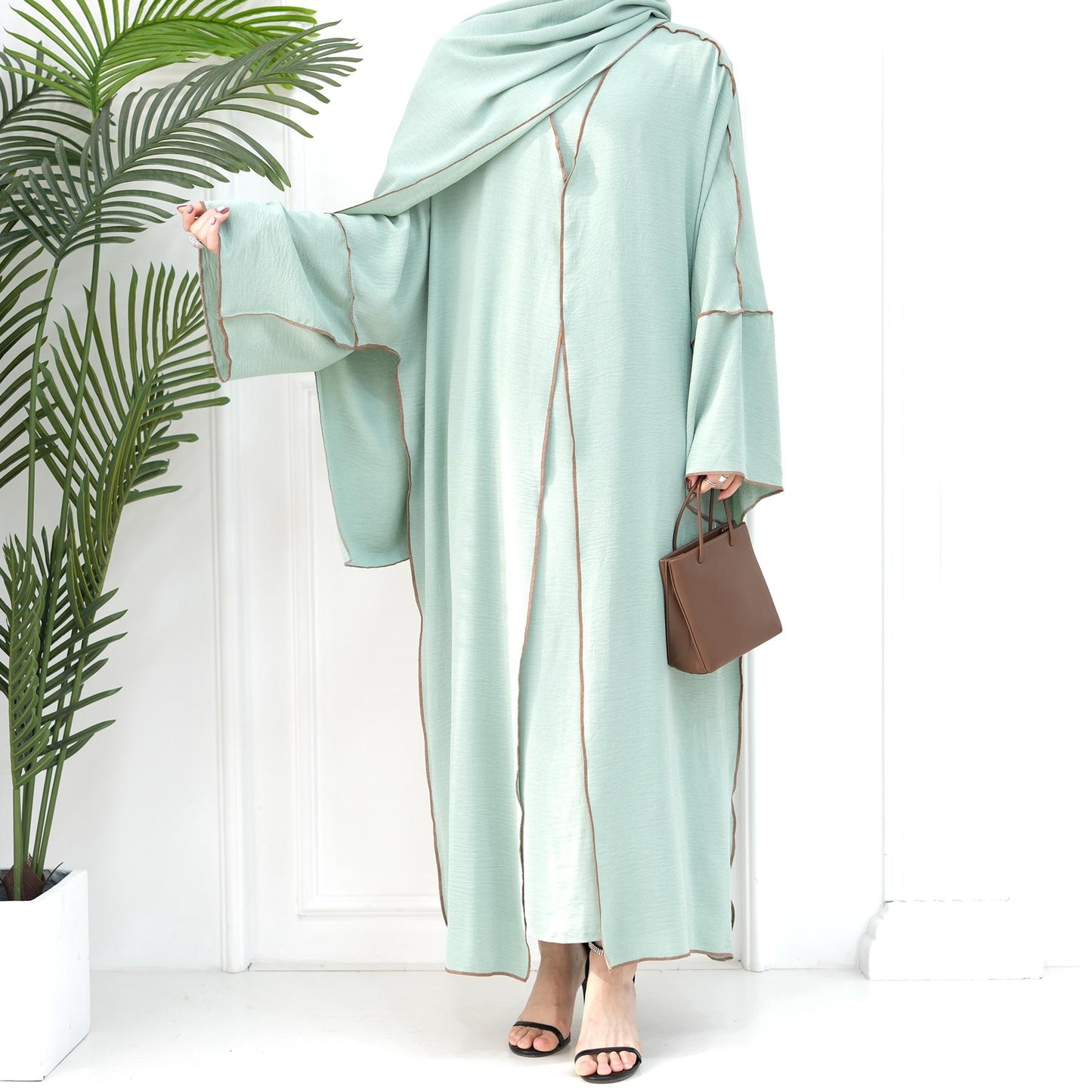 LUMAYA LM1095 3pcs Set Cardigan+without Sleeves Inner Dress+Hijab