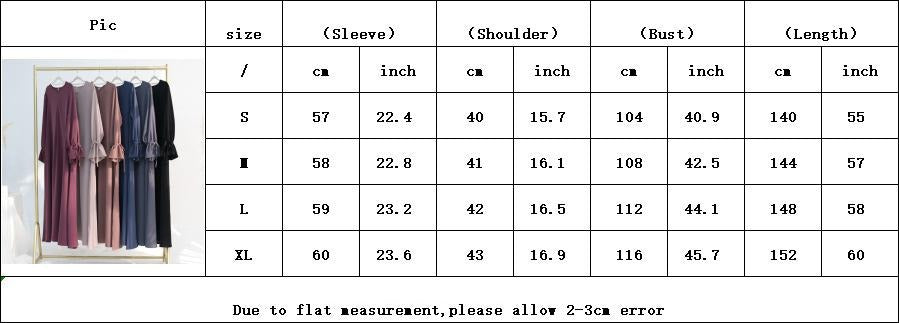 LUMAYA5861 Solid Color Sleeve Robe (without Headscarf), Elegant Temperament Instantly abaya girl