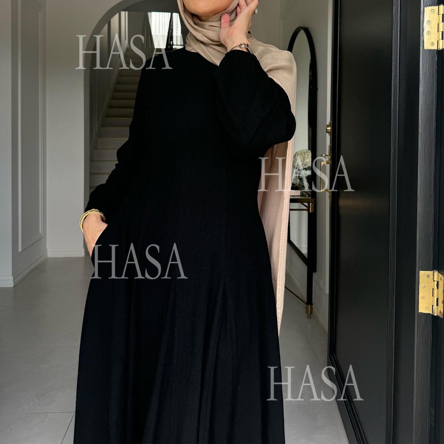 LMSA LM5868 Solid Color Swing Comfortable  Dress Robe Waist Cinching