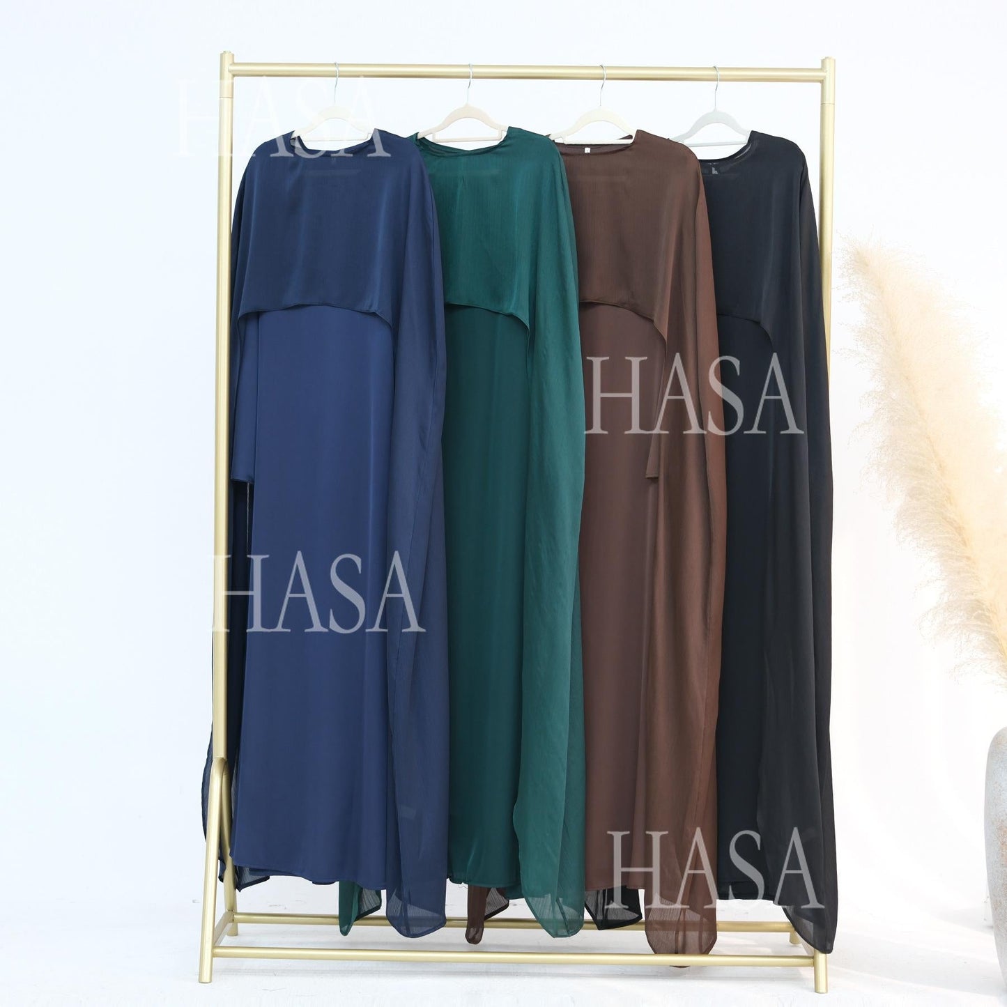 LUMAYA5870 Elegant drape two-piece robe dress-Light luxury street style abaya girl