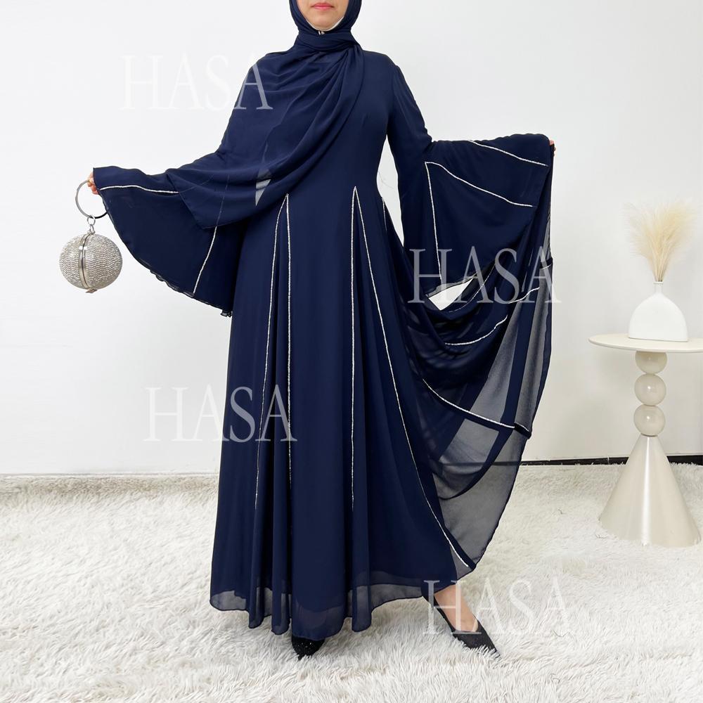 LUMAYA6497 Solid Color Light Luxury Chiffon Long Skirt Suit