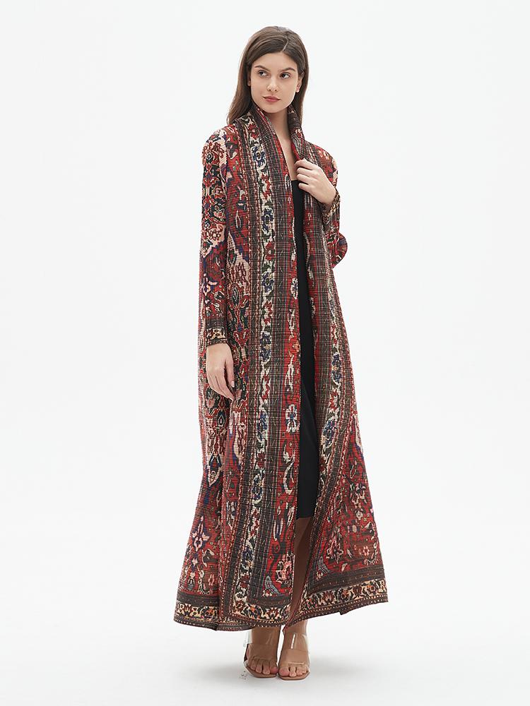 LUMAYA6706 Bohemian Elegance , Vibrant Red Printed Abaya