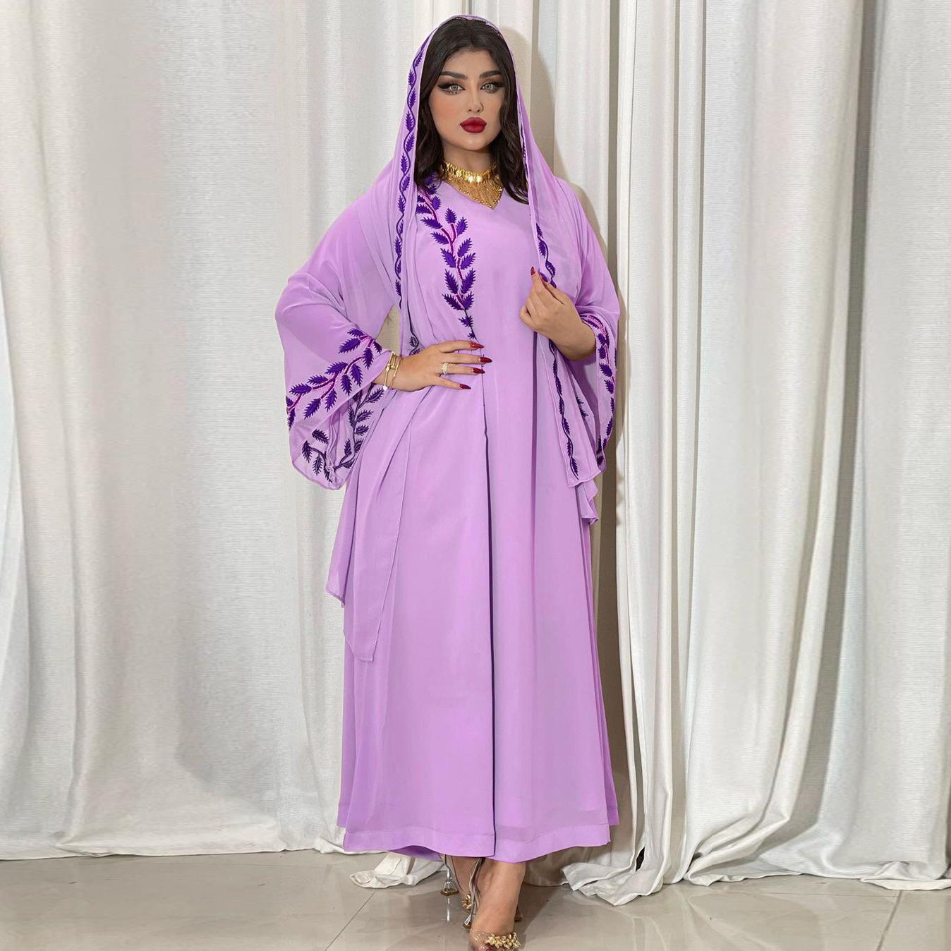 LUMAYA LUMAYA1050 2pcs Chiffon Long Muslim Dress with Hijab
