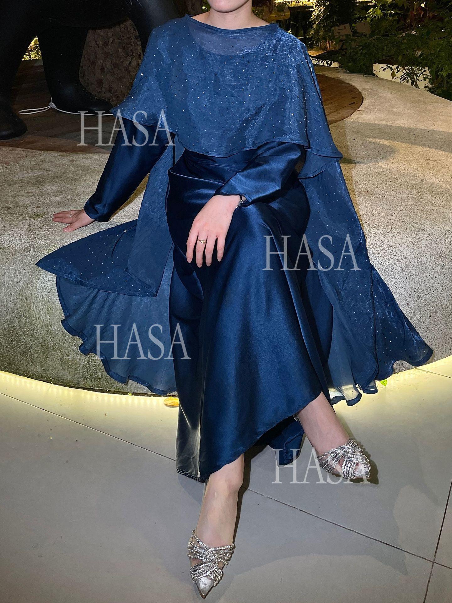 LUMAYA6477 Shiny robe two-piece set with rhinestone sLUMAYAwl decoration
