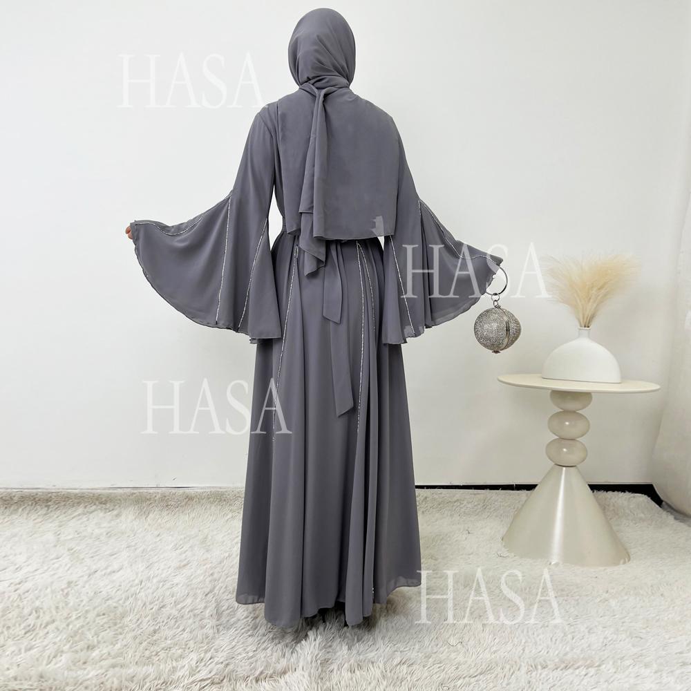 LUMAYA6497 Solid Color Light Luxury Chiffon Long Skirt Suit