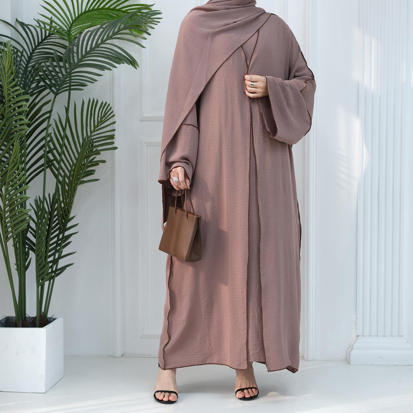 LUMAYA LM1095 3pcs Set Cardigan+without Sleeves Inner Dress+Hijab