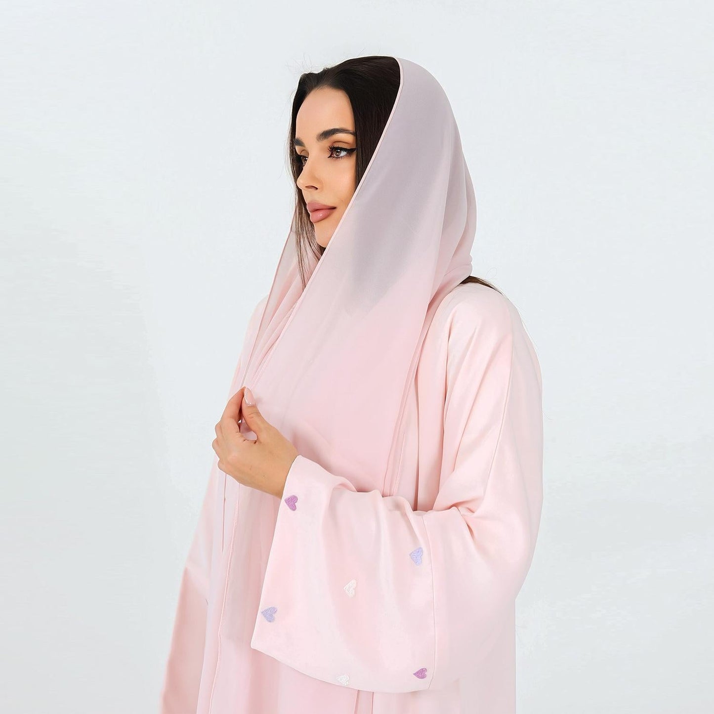 LM1502 Macaroon Color Summer Thin Sleeve Heart Embroidered Robe Cardigan