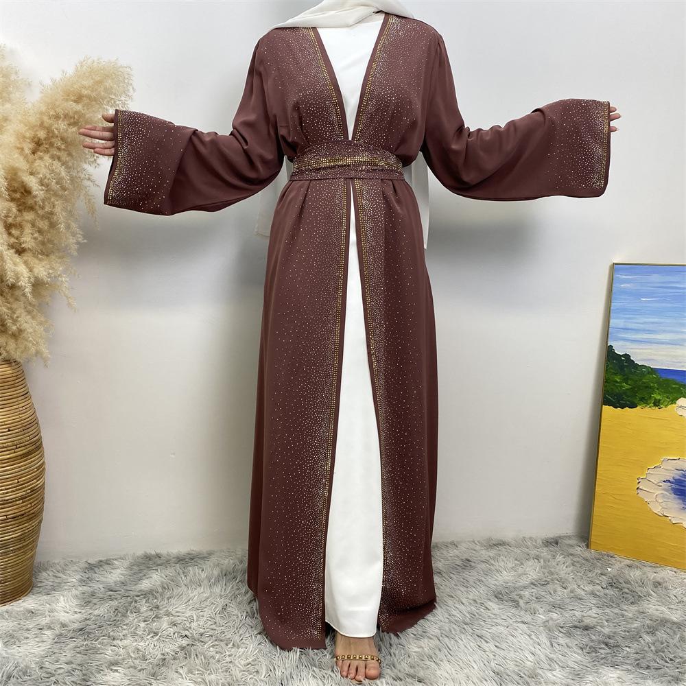 LUMAYA LUMAYA1086 Hot Diamond Lace Up Cardigan with Pocket Dress