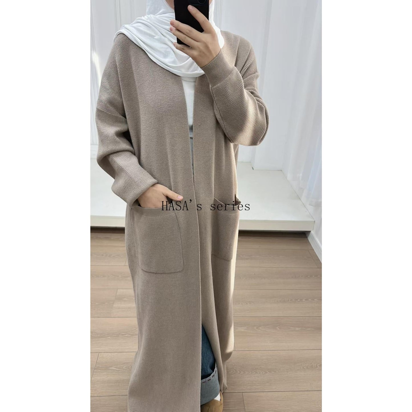 LUMAYA5439 Temperament Knitted Cardigan - Autumn and Winter Thick Loose Long Dress long  sleeve