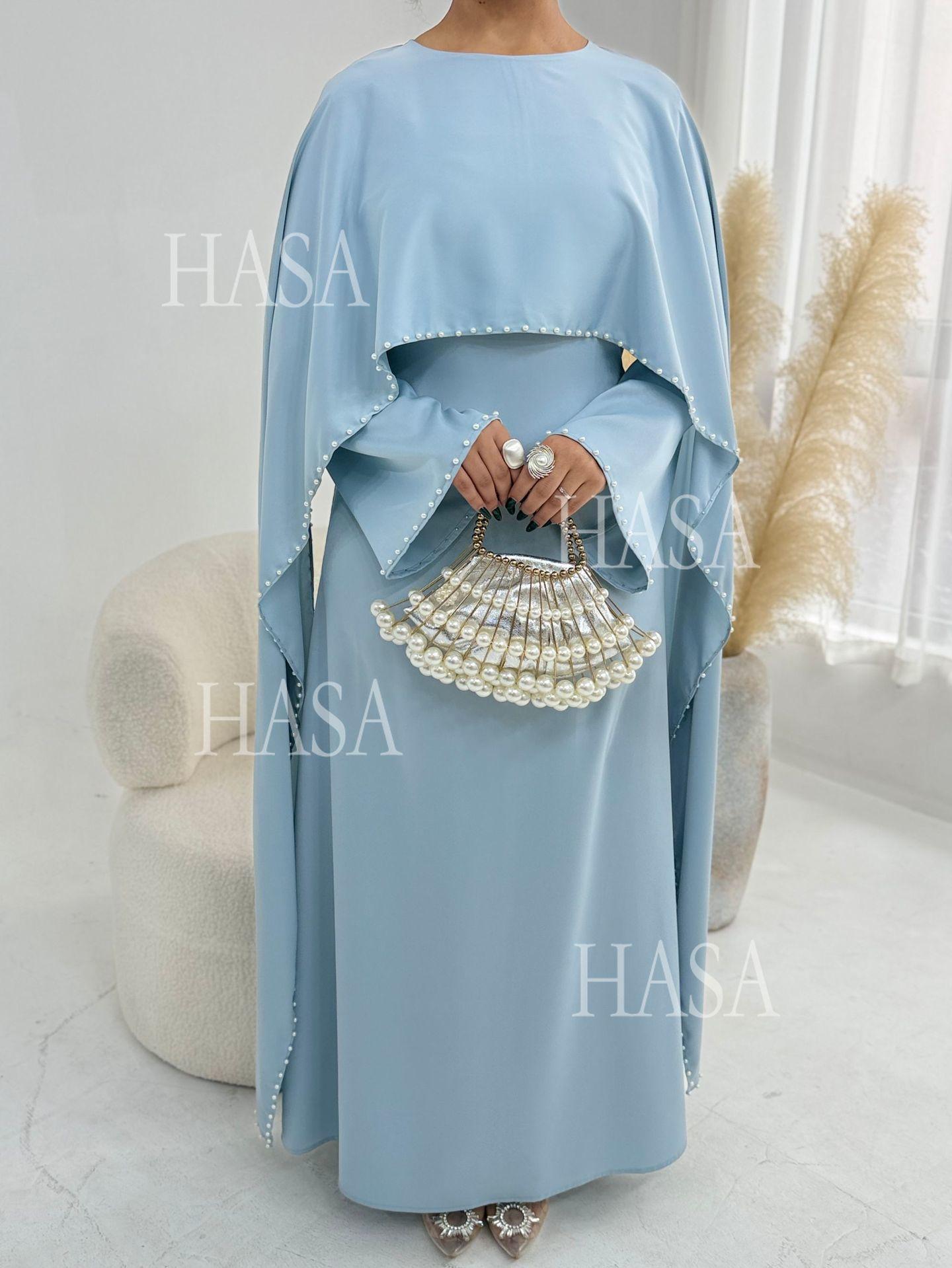 LUMAYA6697 Robe Decorated with Pearls and Beads.