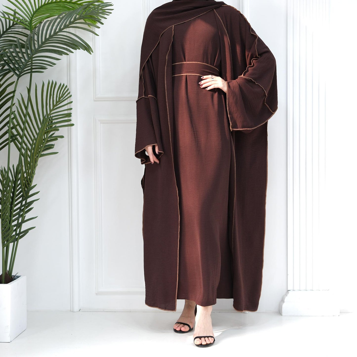LUMAYA LM1095 3pcs Set Cardigan+without Sleeves Inner Dress+Hijab