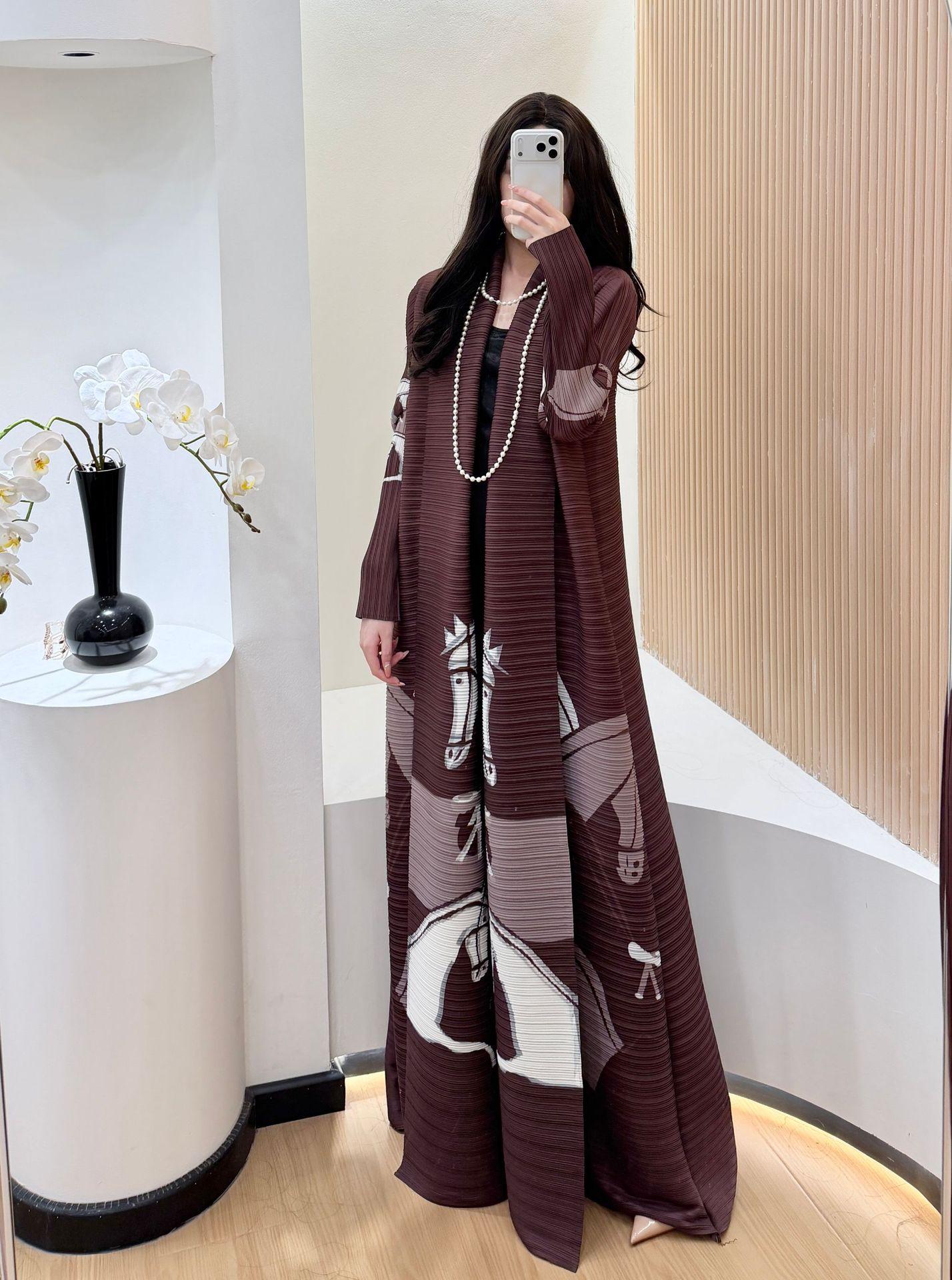 LUMAYA6718 Questrian Elegance | Brown Abaya with Horse Motifs
