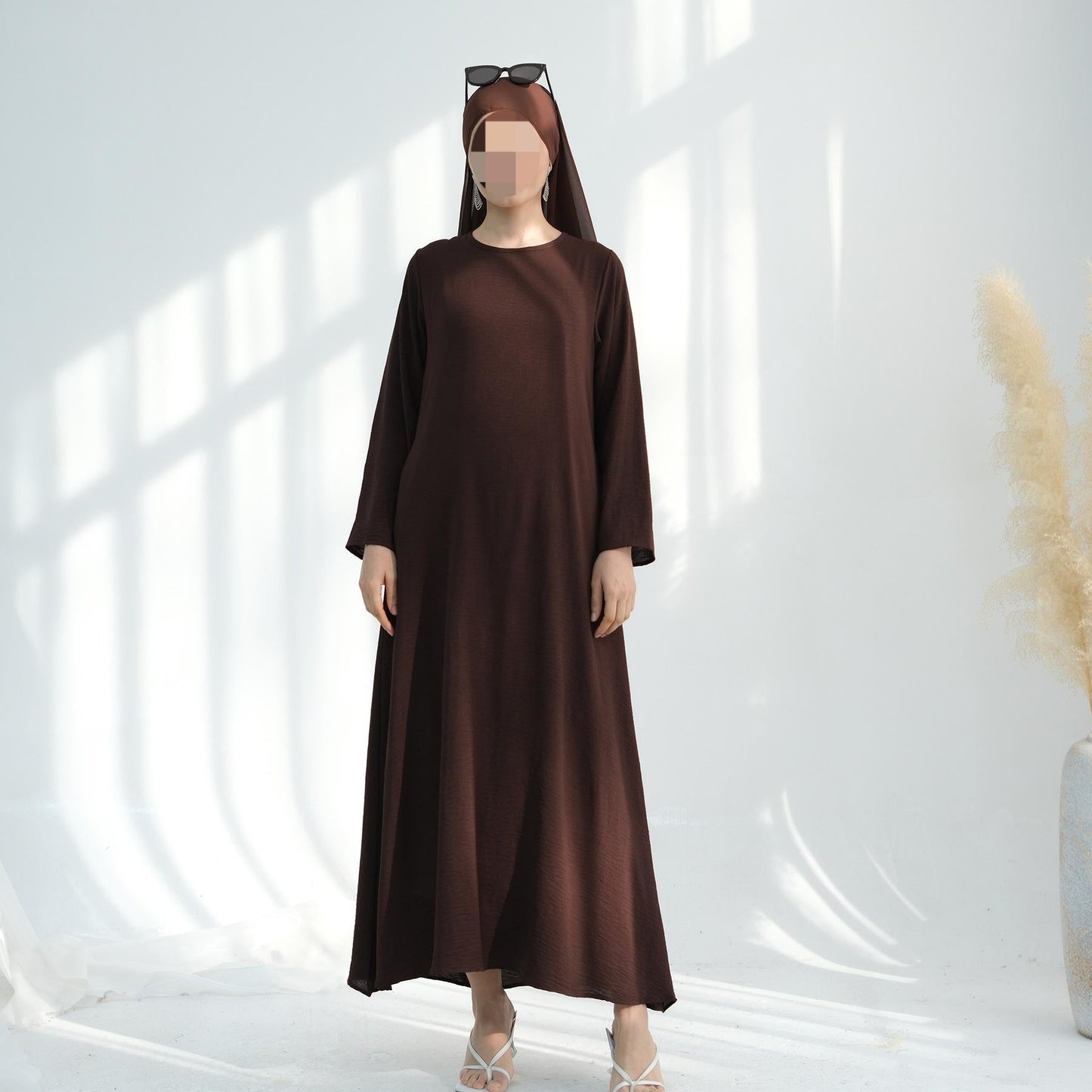 LUMAYA6513 Double-layered sleeve chiffon cardigan two-piece robe abaya (headscarf not included)