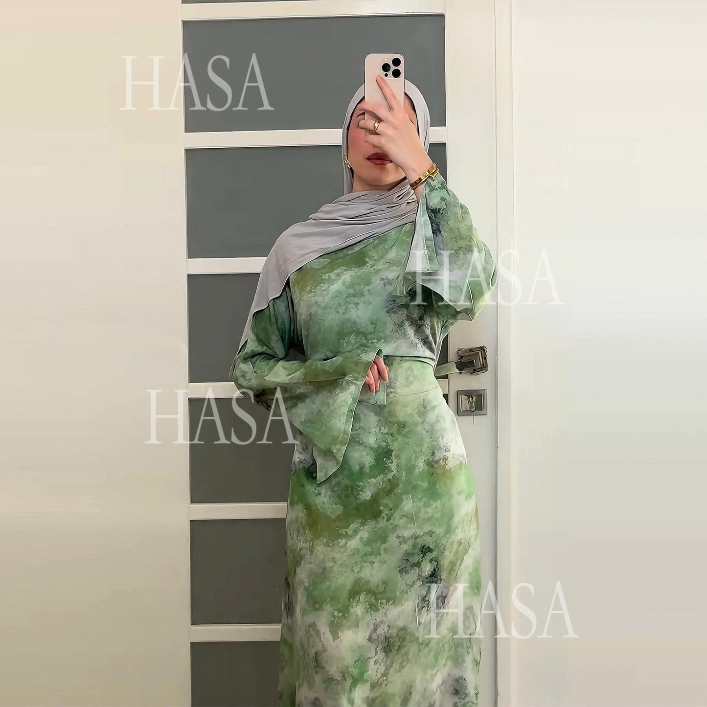 LUMAYA6550 Elegant Printed Abaya with Long Sleeves