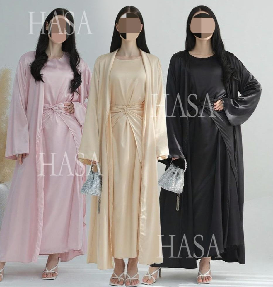 LM6581 Solid color three-piece women's long skirt suit