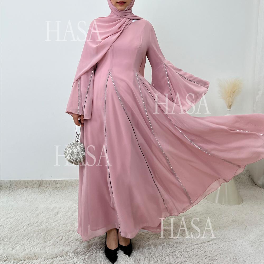 LUMAYA6497 Solid Color Light Luxury Chiffon Long Skirt Suit