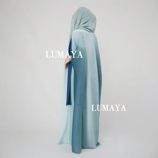LMSA LM1245 Ombré Abaya Loose Fashion Robe with Pleated Patchwork Detailing
