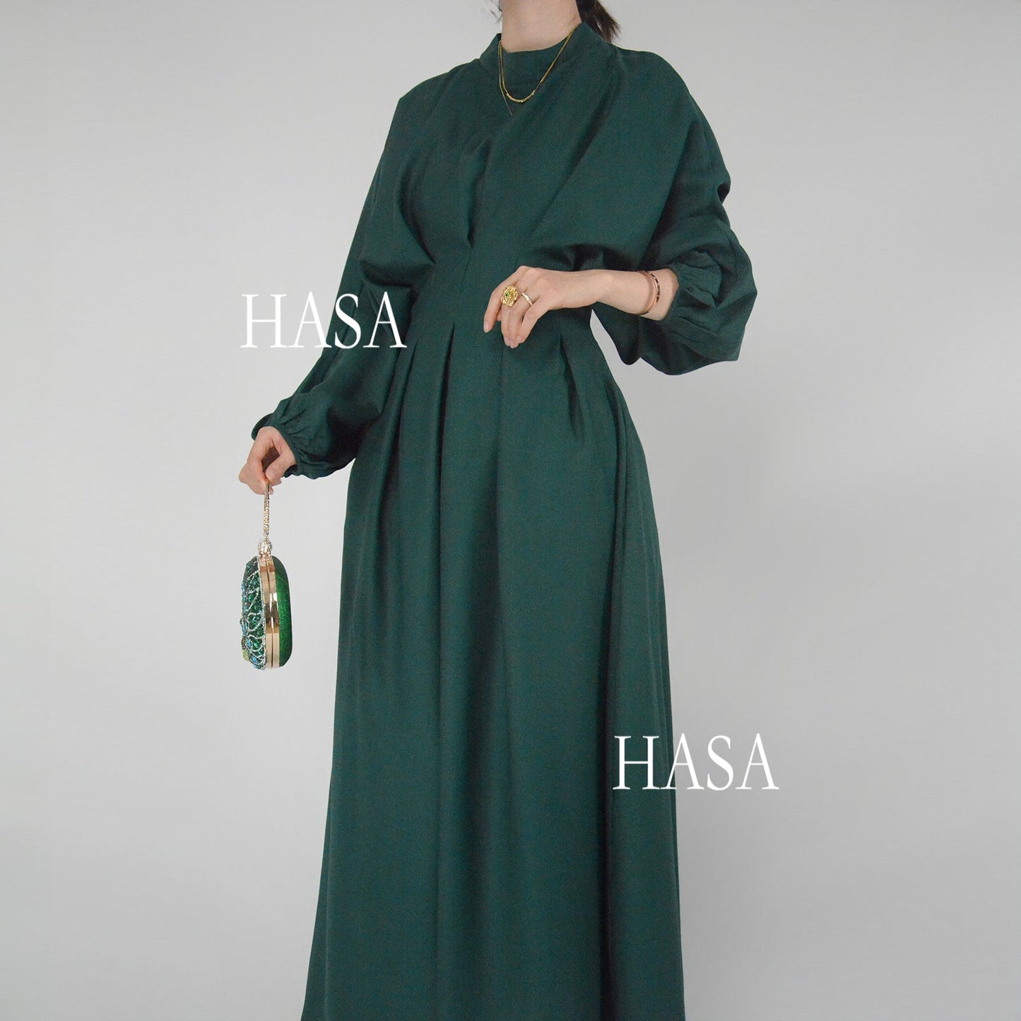 HASA's Series  HA1226 Delicate and Elegant Solid Colored Dress
