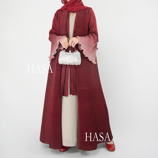 HS6360 Summer Ombré Gradient Abaya with Pleats and Fluted Bell Cuffs