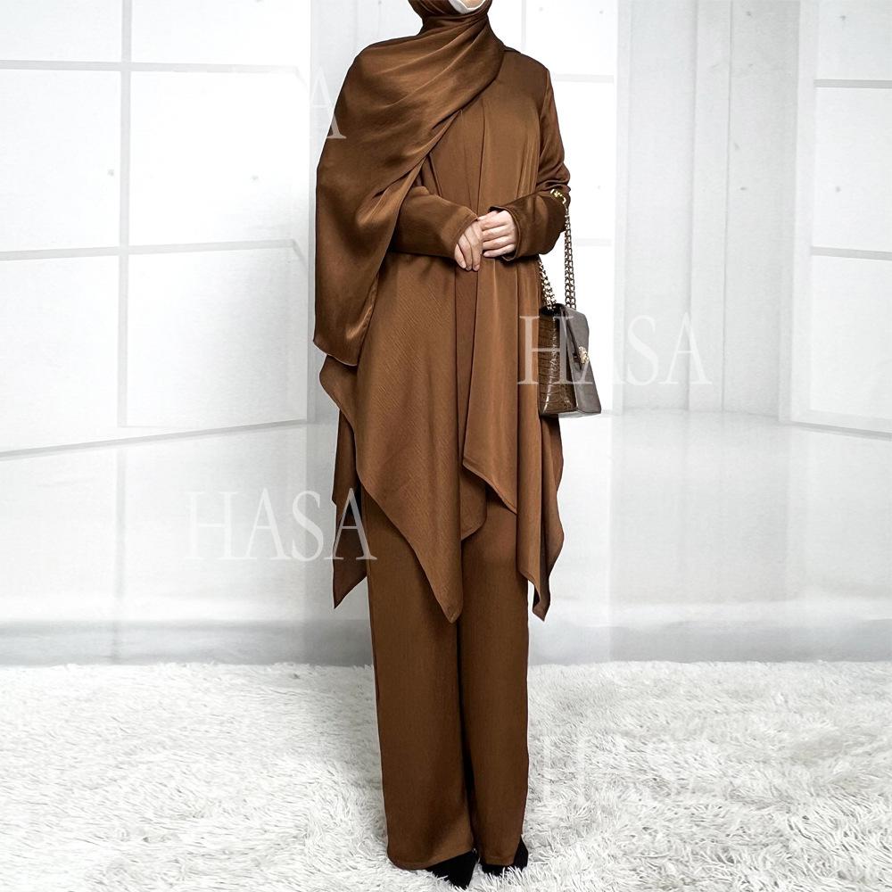 LUMAYA5854 High-end crepe linen two-piece robe, irregular design shows fashion(Headband not included)