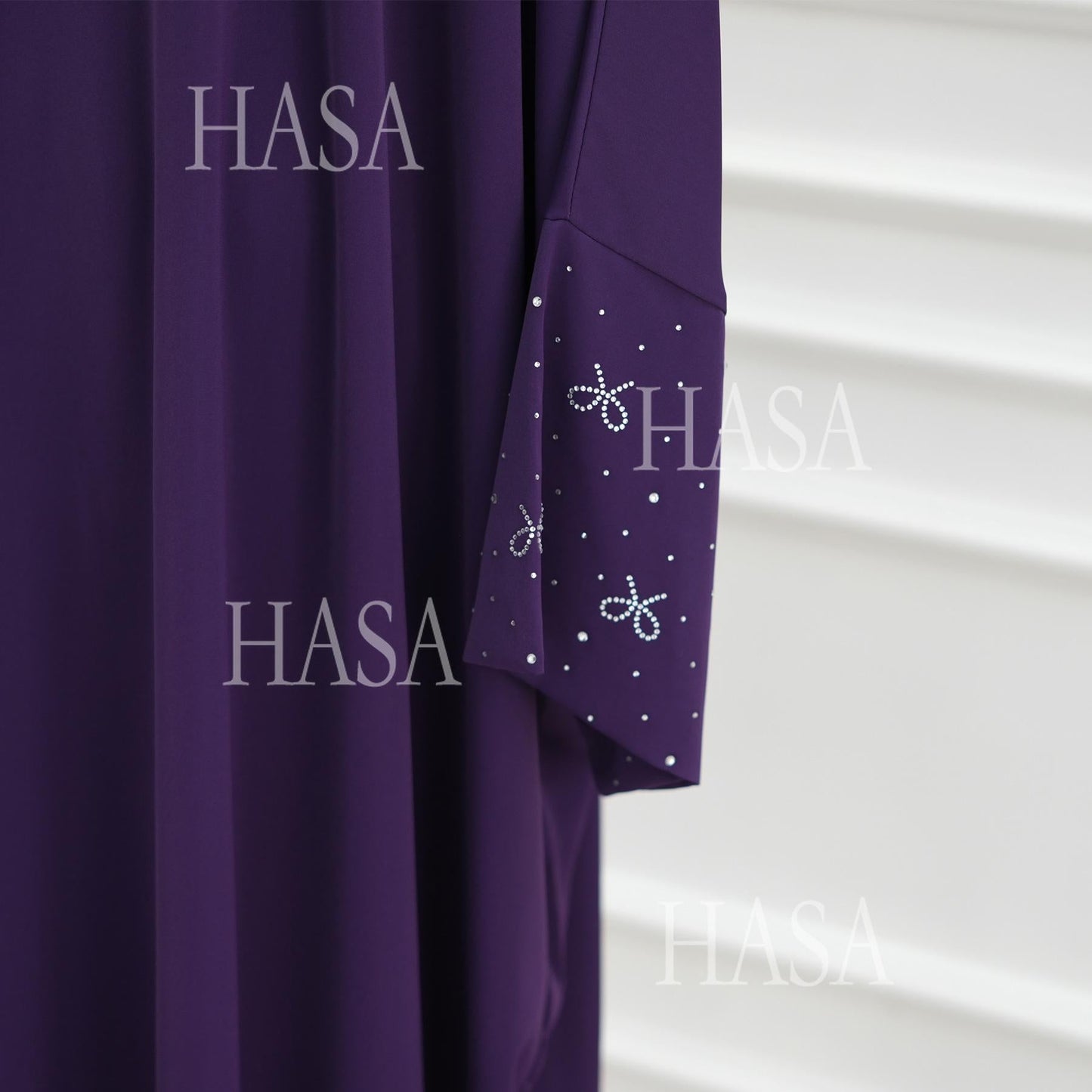 HA6492  Long-sleeved Robe with Bow and Beading