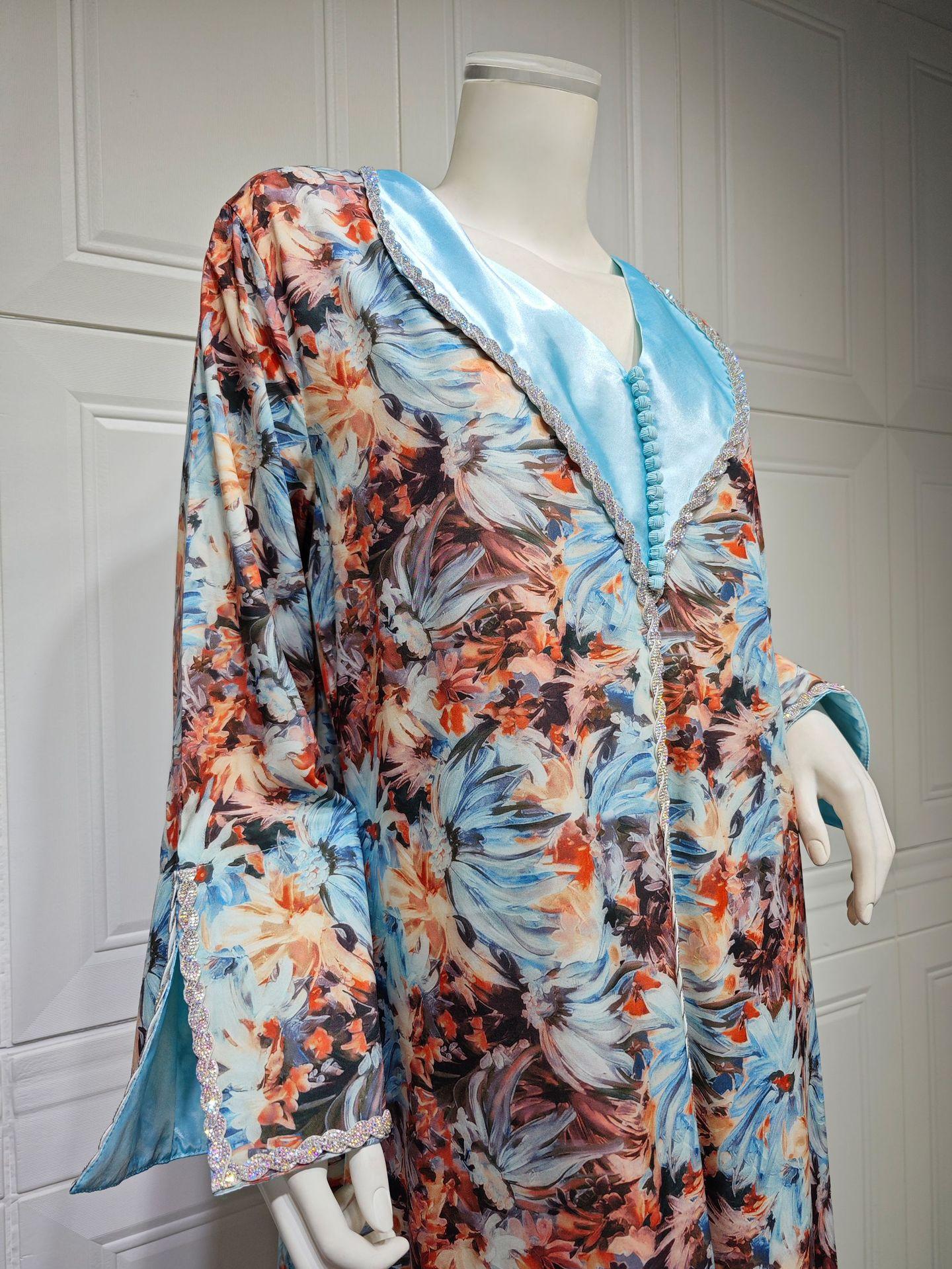 LUMAYA LUMAYA1070 Fashionable Printed Diamond Set Robe