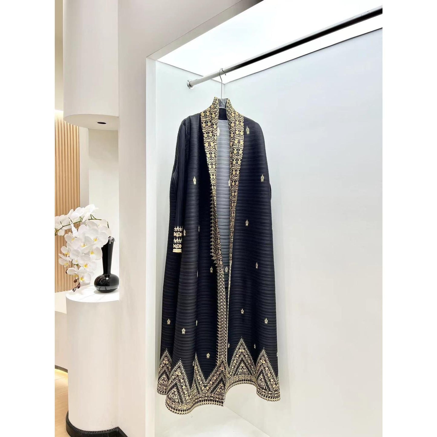 LUMAYA6709 Golden Dynasty , Black Abaya with Intricate Gold Embroidery