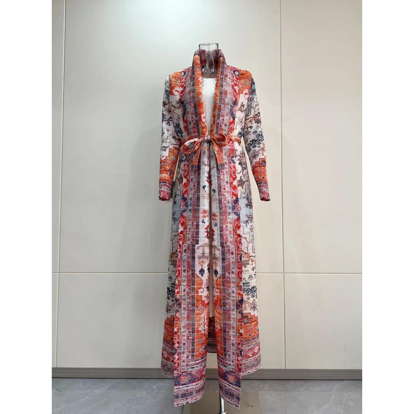 LUMAYA6730  Multicolor Printed Abaya with Traditional Motifs